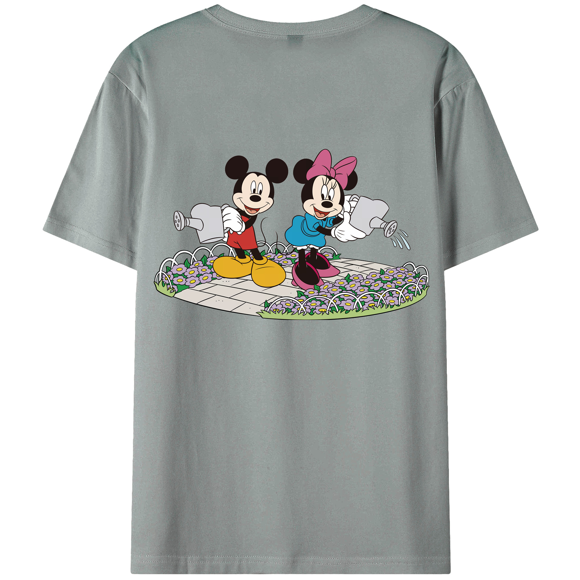 （画像用） ミッキーマウス Mickey Mouse 綿100％ メンズ半袖Tシャツ（バックプリント） 通気性